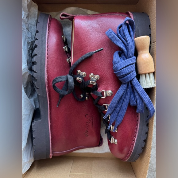 New Men's Fracap M120 Boots Commando Sole 40 - US 7 Burgundy / Maroon Leather - Picture 10 of 12
